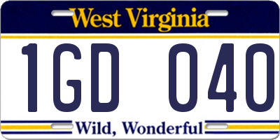 WV license plate 1GD040