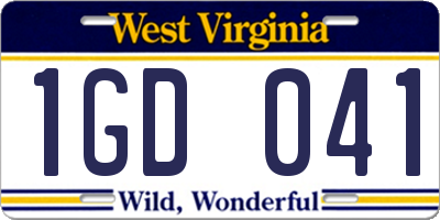 WV license plate 1GD041