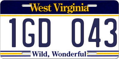 WV license plate 1GD043