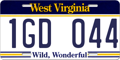 WV license plate 1GD044
