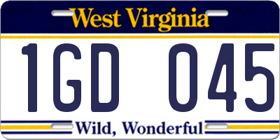 WV license plate 1GD045