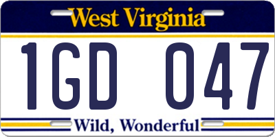WV license plate 1GD047