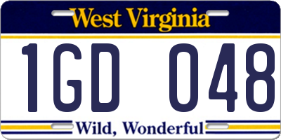 WV license plate 1GD048
