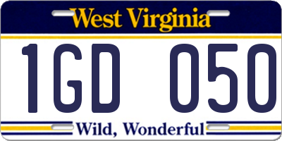WV license plate 1GD050