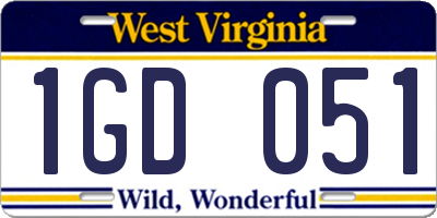 WV license plate 1GD051