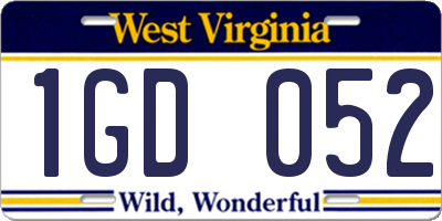 WV license plate 1GD052