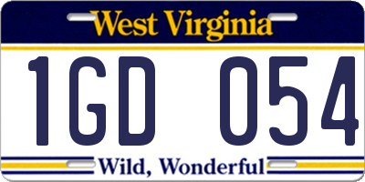 WV license plate 1GD054