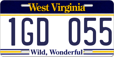 WV license plate 1GD055