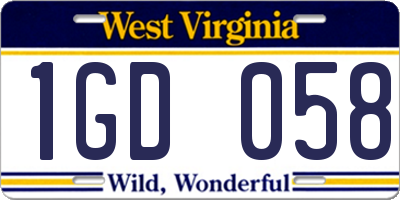 WV license plate 1GD058