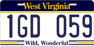 WV license plate 1GD059