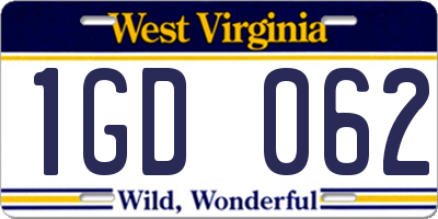 WV license plate 1GD062