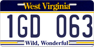 WV license plate 1GD063