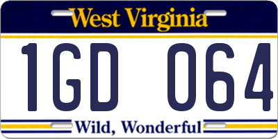 WV license plate 1GD064