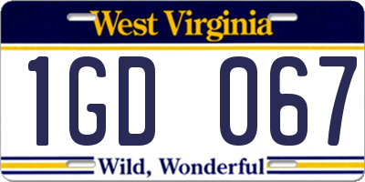 WV license plate 1GD067