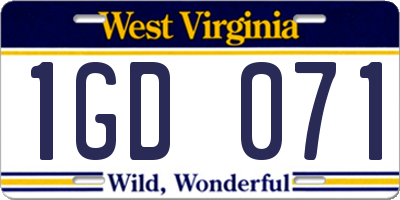 WV license plate 1GD071