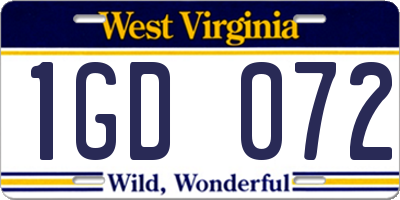 WV license plate 1GD072