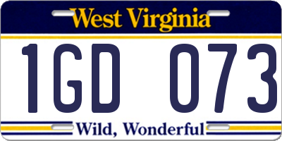 WV license plate 1GD073