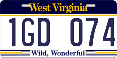 WV license plate 1GD074