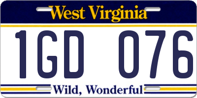 WV license plate 1GD076
