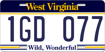 WV license plate 1GD077