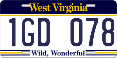 WV license plate 1GD078