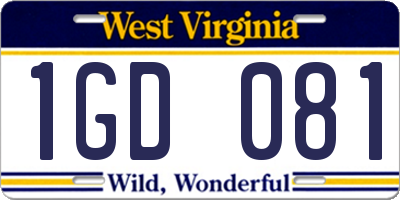 WV license plate 1GD081