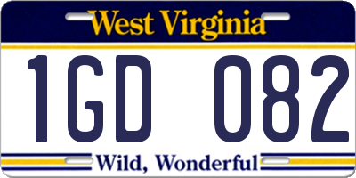 WV license plate 1GD082