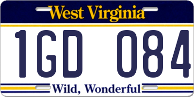 WV license plate 1GD084