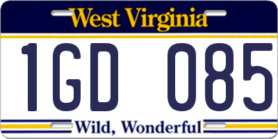 WV license plate 1GD085