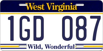 WV license plate 1GD087