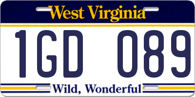 WV license plate 1GD089