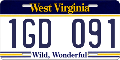 WV license plate 1GD091