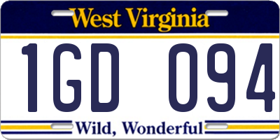 WV license plate 1GD094