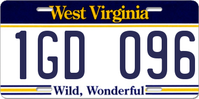 WV license plate 1GD096