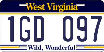 WV license plate 1GD097