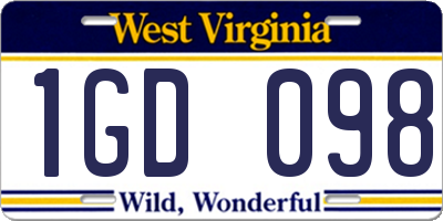 WV license plate 1GD098