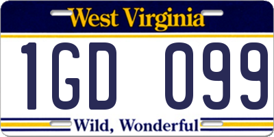 WV license plate 1GD099