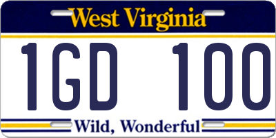 WV license plate 1GD100