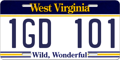 WV license plate 1GD101