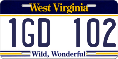 WV license plate 1GD102
