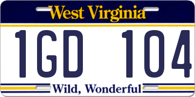 WV license plate 1GD104