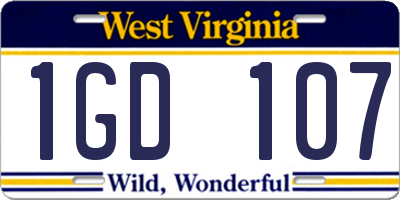WV license plate 1GD107