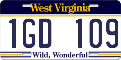 WV license plate 1GD109