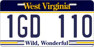 WV license plate 1GD110