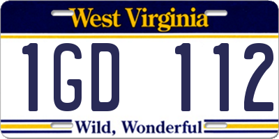 WV license plate 1GD112