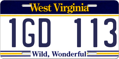 WV license plate 1GD113