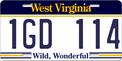 WV license plate 1GD114