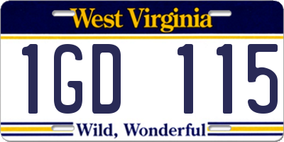 WV license plate 1GD115
