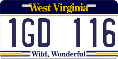 WV license plate 1GD116