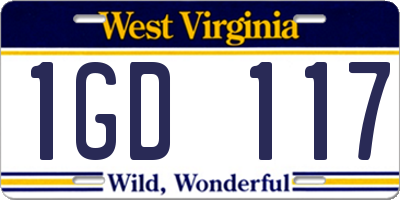 WV license plate 1GD117
